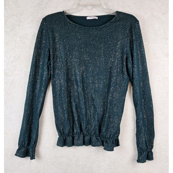 Orsay Women's Metallic Speckle Long Sleeve Ruffle Sweater Size M - Picture 1 of 3